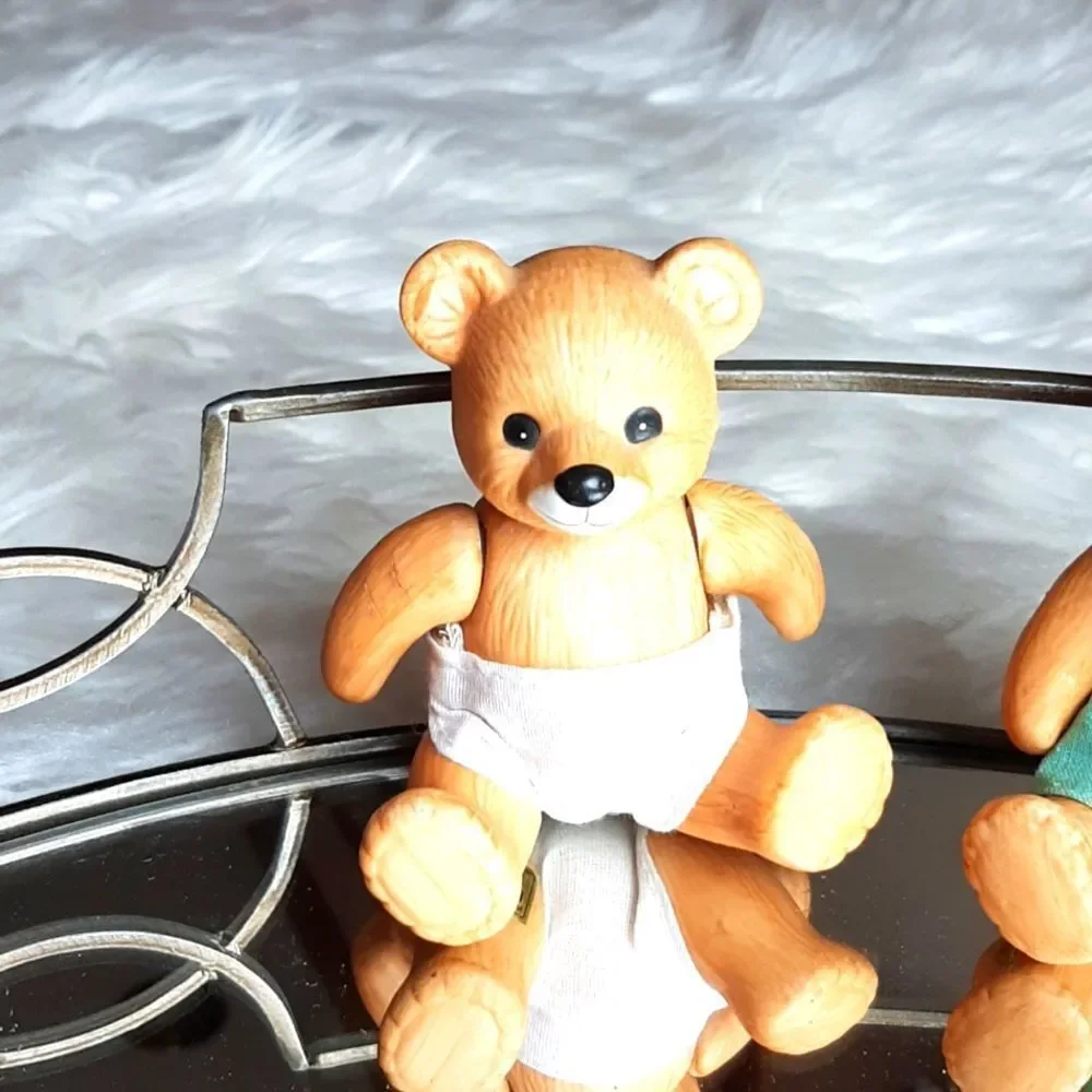 VINTAGE 2 Homeco Porcelin 1983 Bears Moving Arms Girl &Boy‎